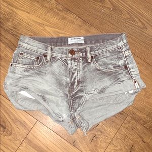Acid wash denim shorts